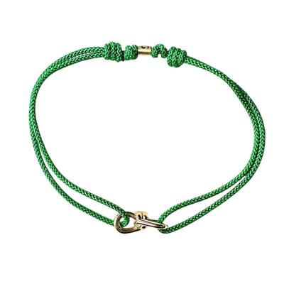 Luis Morais 14k yellow gold twisted knot on evergreen silk cord adjustable bracelet