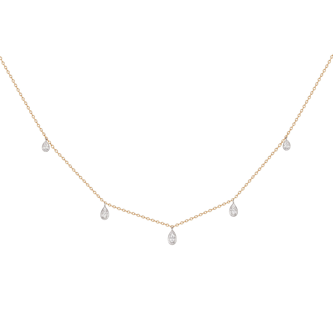 L'Atelier Nawbar 18k yellow gold white diamond pear shaped drop necklace