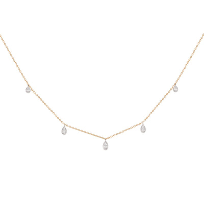 L'Atelier Nawbar 18k yellow gold white diamond pear shaped drop necklace