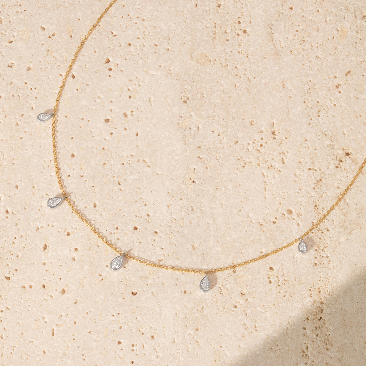 L'Atelier Nawbar 18k yellow gold white diamond pear shaped drop necklace