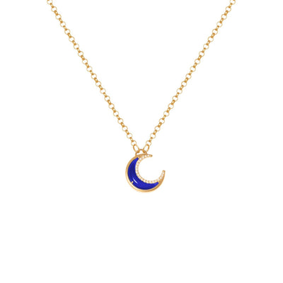 L'Atelier Nawbar 18k yellow gold Moon Bloop necklace with white diamonds and lapis lazuli