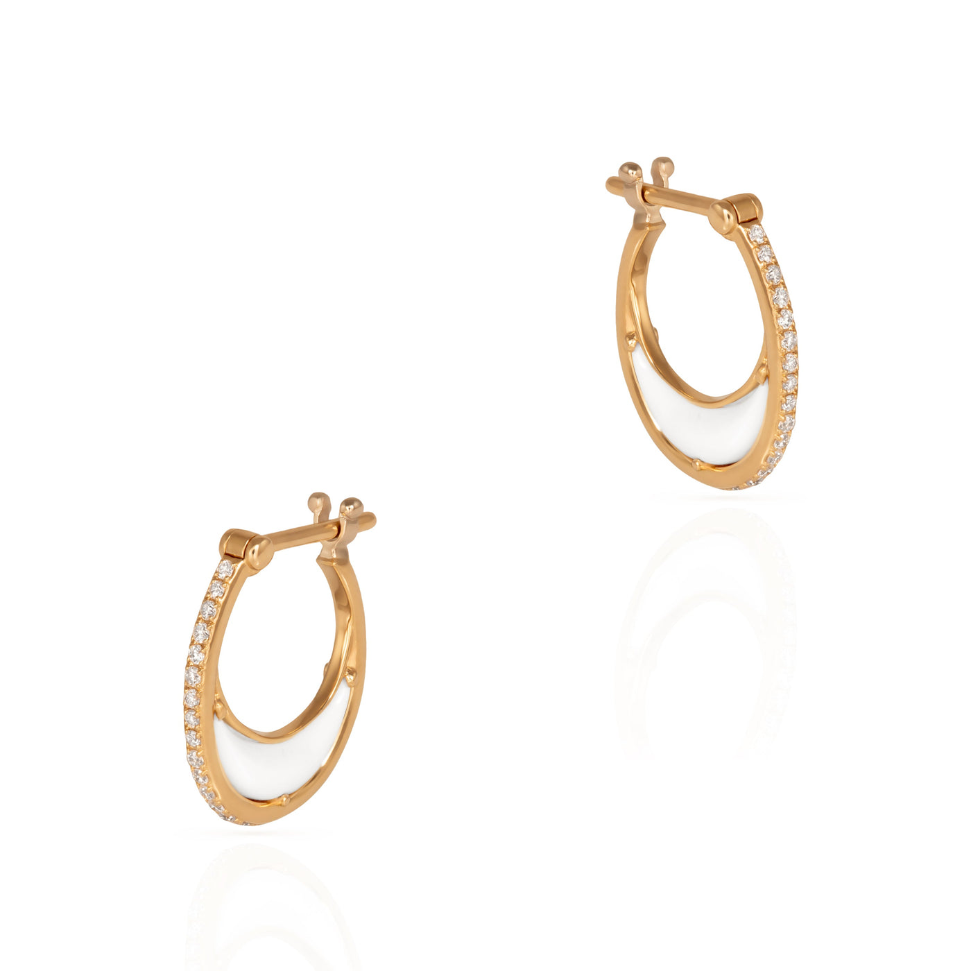 L'Atelier Nawbar 18k yellow gold white diamond white onyx hoop earrings Bloop Earrings