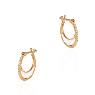 L'Atelier Nawbar 18k yellow gold white diamond white onyx hoop earrings Bloop Earrings