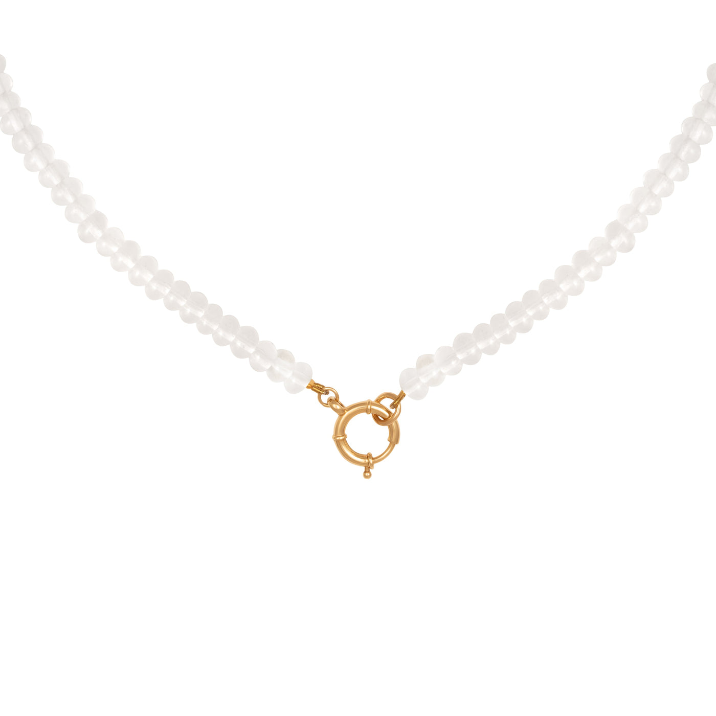 L'Atelier Nawbar 18k gold clear quartz beaded necklace with large charm collector clasp