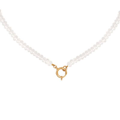 L'Atelier Nawbar 18k gold clear quartz beaded necklace with large charm collector clasp