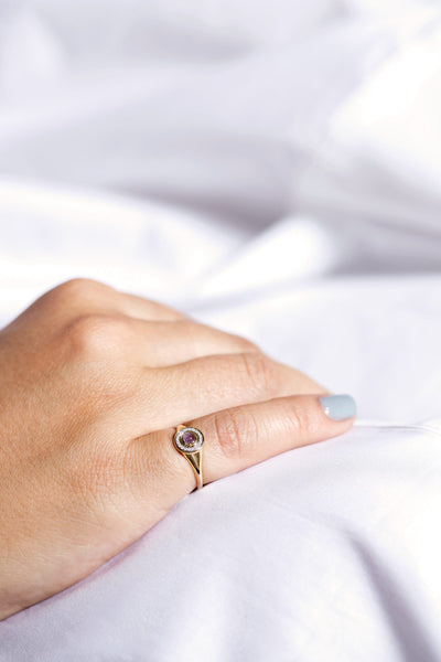 L'Atelier Nawbar 18k yellow gold, white diamond, and gemstone pinky ring