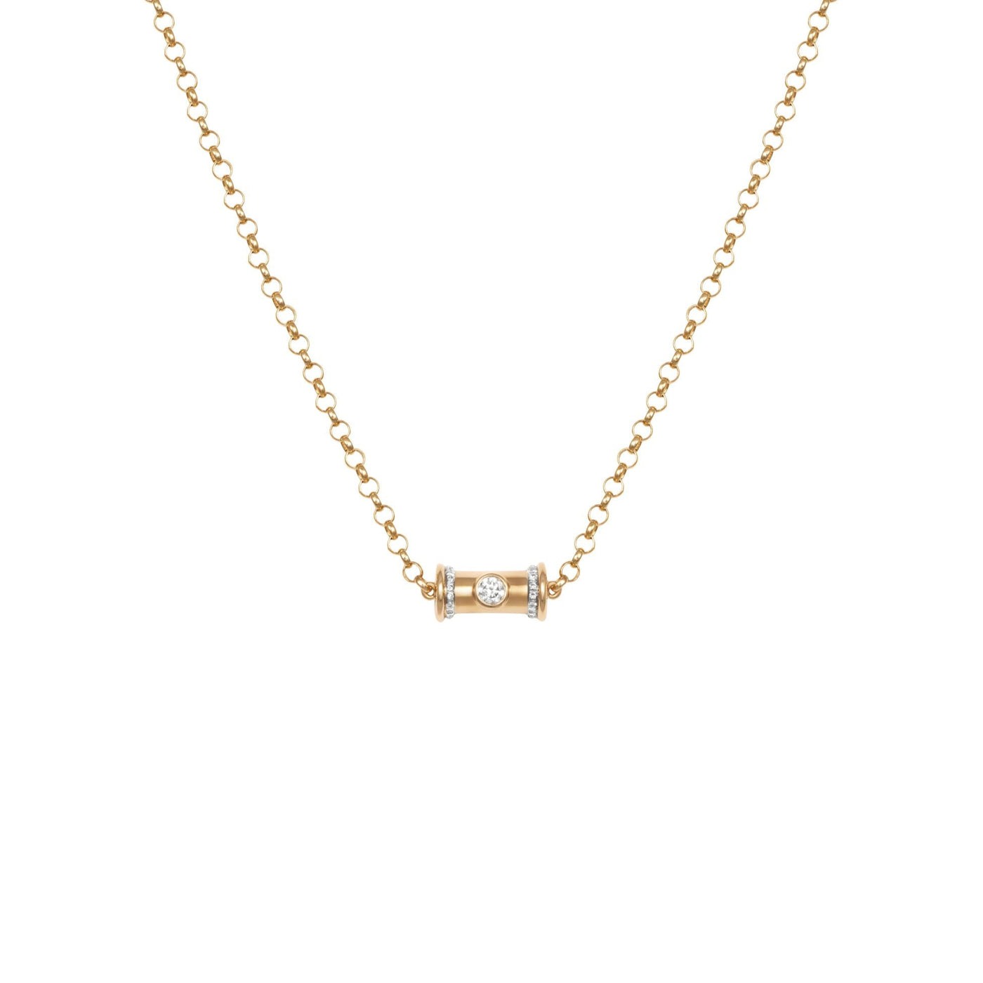 L'Atelier Nawbar 18k yellow gold cable chain with white diamond pendant in the chain