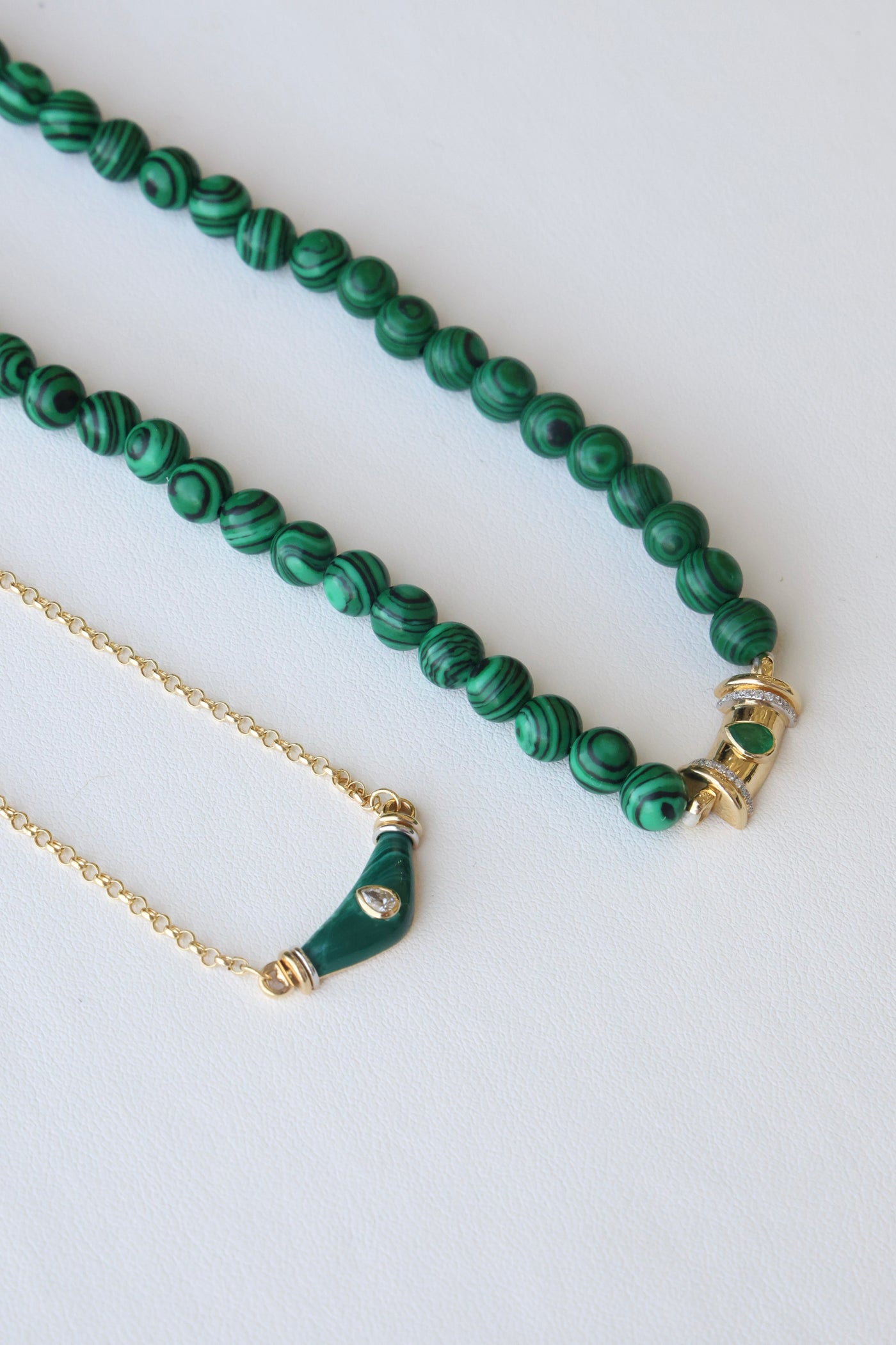 L'Atelier Nawbar Malachite Warrior Necklace with the Malachite Beaded Small Warrior Princess Necklace