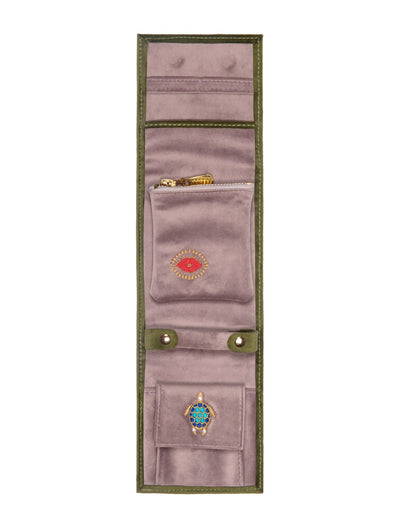 L'Atelier Nawbar velvet travel jewelry pouch, size 1 emerald