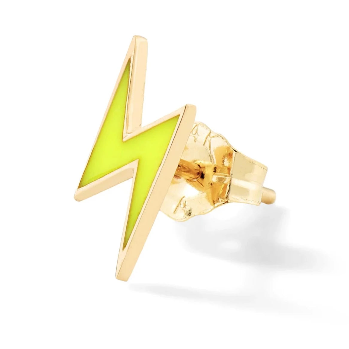 Alison Lou enamel gold lightning bolt earring stud