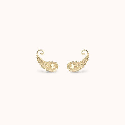 marlo laz 14k yellow gold southwestern paisley stud earrings