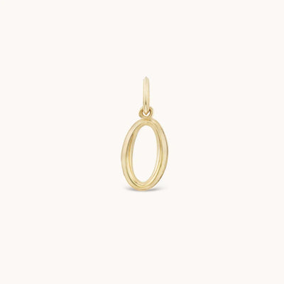 Marlo Laz 14k yellow gold charm featuring raised gold details numerology lucky number 0