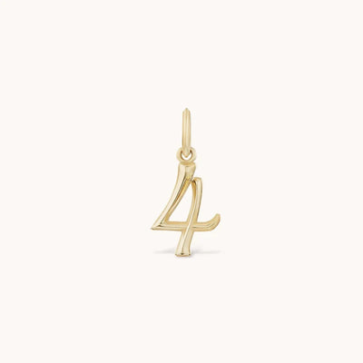 Marlo Laz 14k yellow gold charm featuring raised gold details numerology lucky number 4