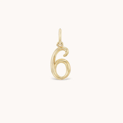 Marlo Laz 14k yellow gold charm featuring raised gold details numerology lucky number 6