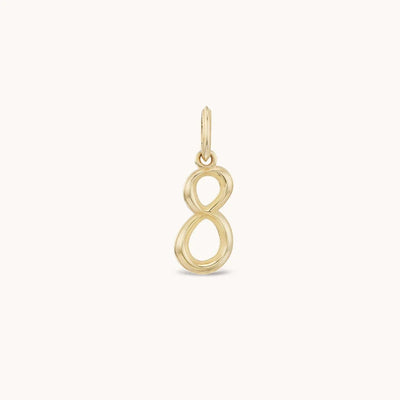 Marlo Laz 14k yellow gold charm featuring raised gold details numerology lucky number 8