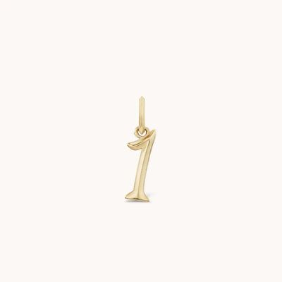 Marlo Laz 14k yellow gold charm featuring raised gold details numerology lucky number 1