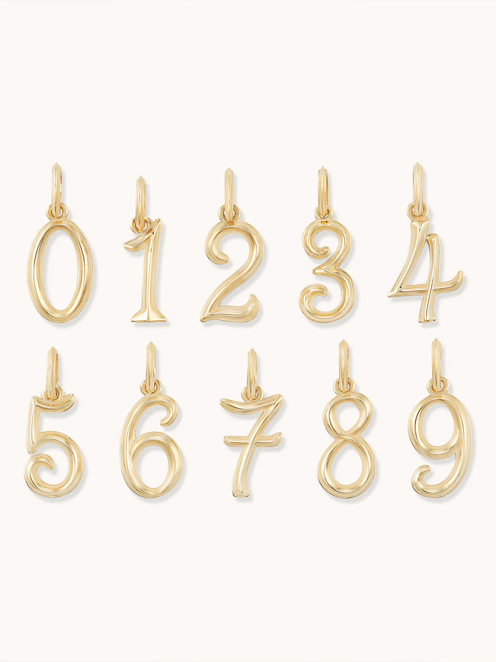 Marlo Laz 14k yellow gold charm numerology lucky numbers number 1, 2, 3, 4, 5, 6, 7, 8, 9, 0
