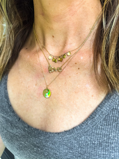 My Story 14k yellow gold fluted love pendant necklace