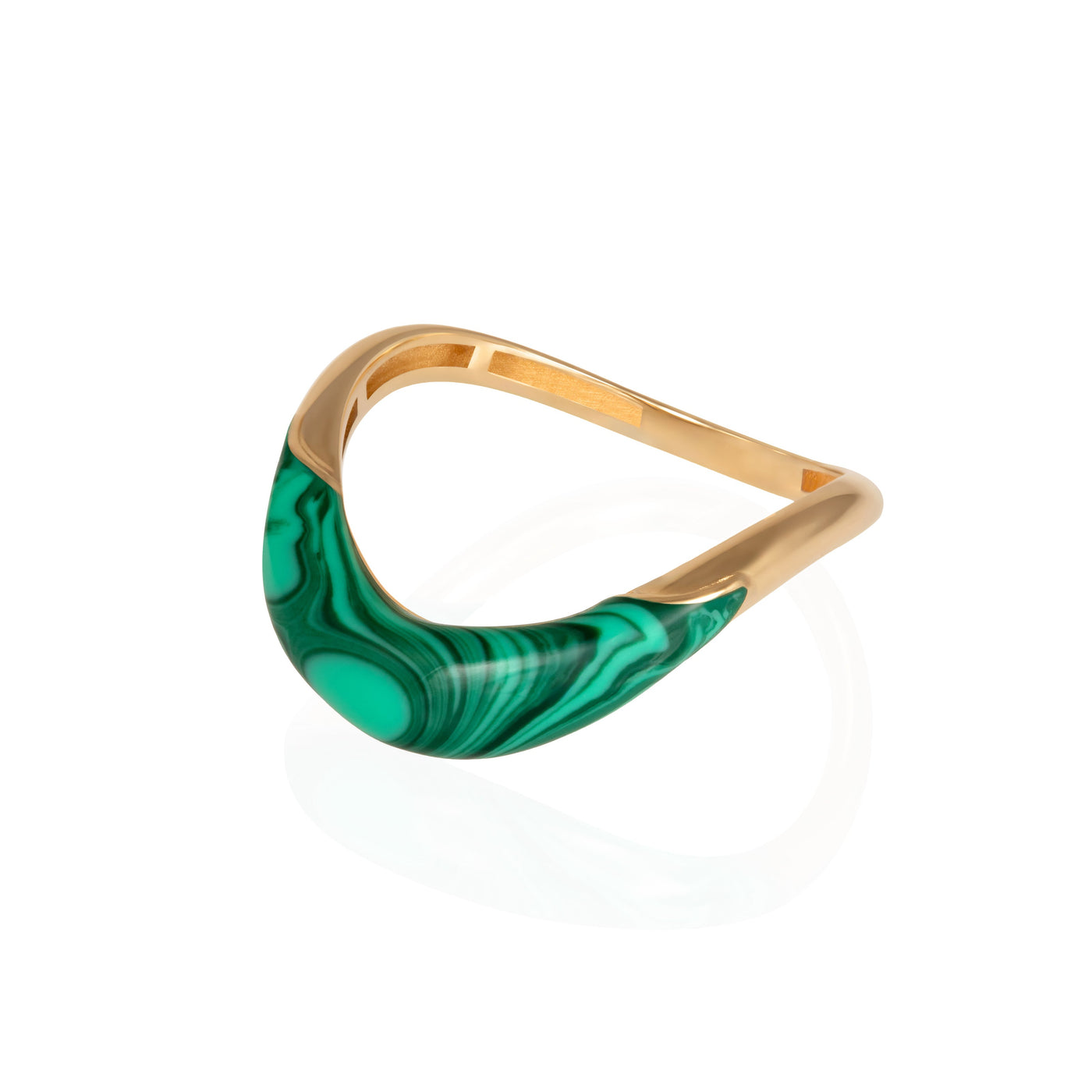 L'Atelier Nawbar 18k yellow gold and carved malachite curved stacking band