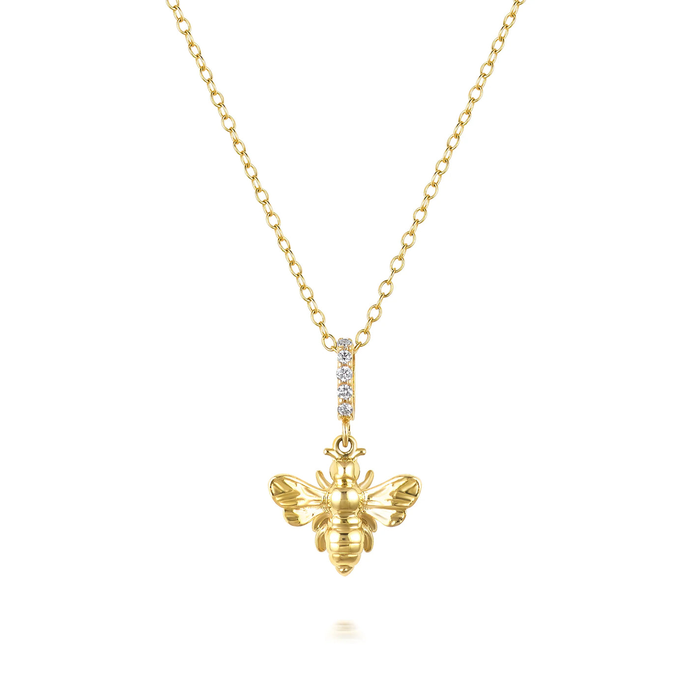 14k yellow gold diamond bee charm necklace pendant abundance kate collins empowering jewelry 
