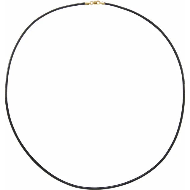14k gold lobster clasp on a 2mm black leather cord chain
