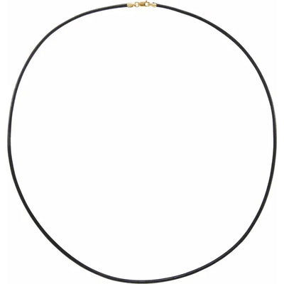 14k gold lobster clasp on a 2mm black leather cord chain