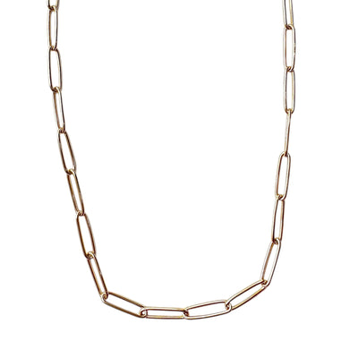 3.8mm 14k yellow gold rounded oval paperclip chain by the inch, 24"