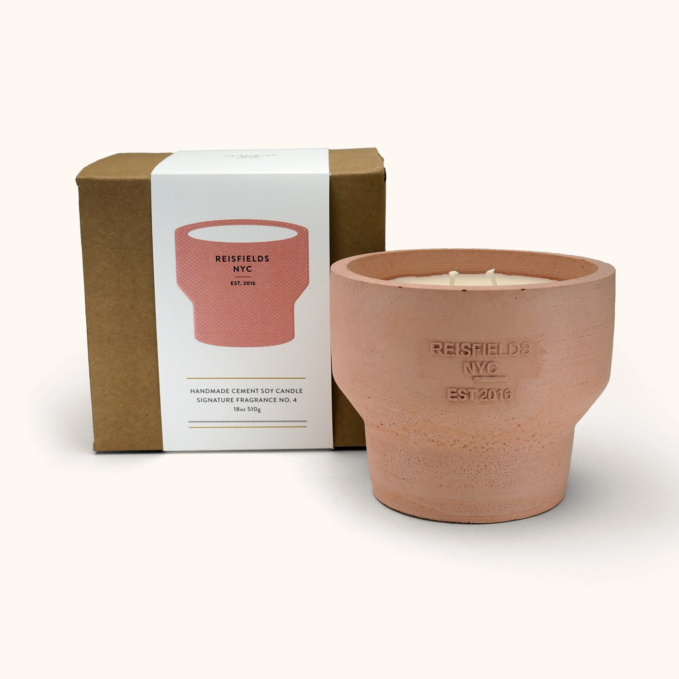 Reisfield Clay Scent No. 4 candle in cement vessel