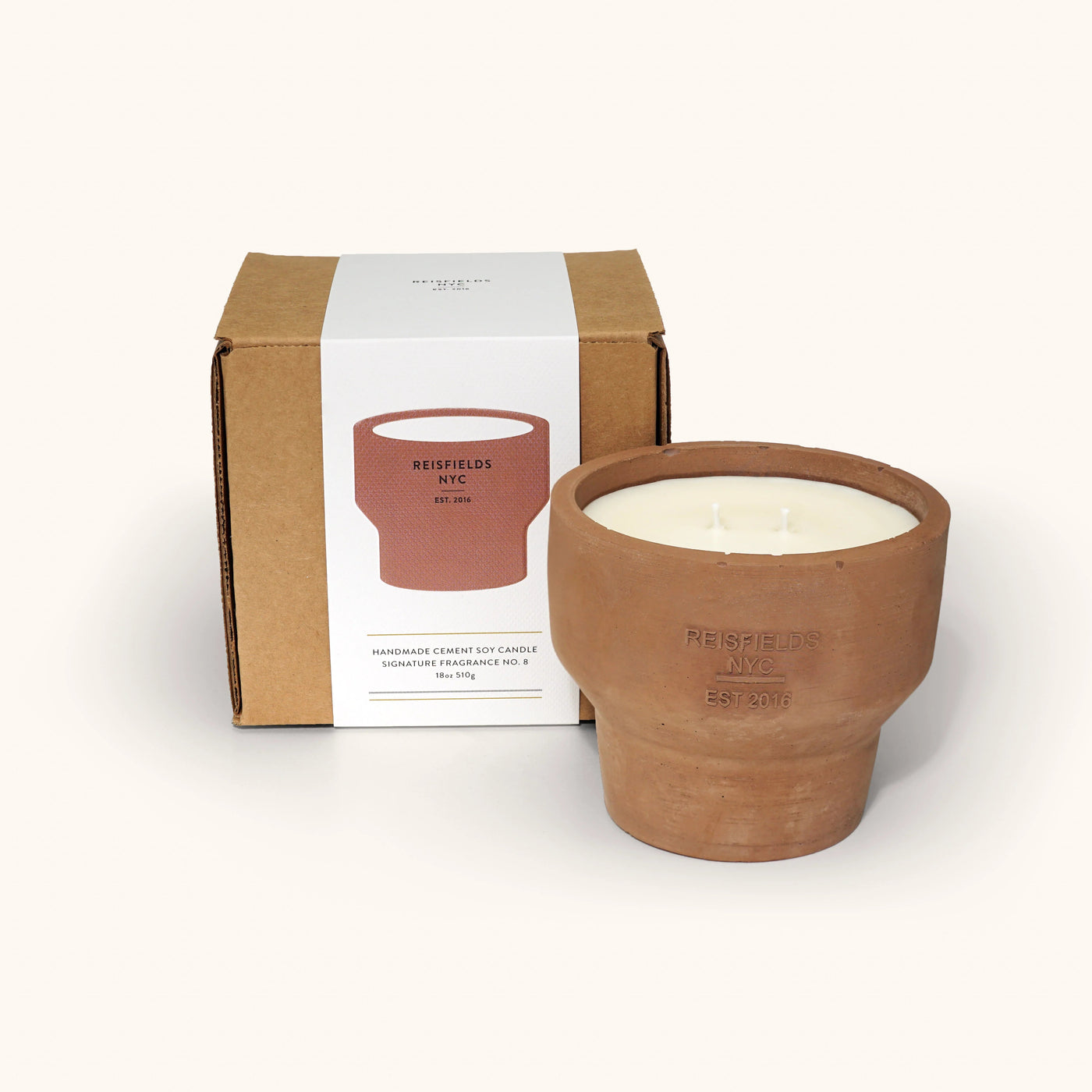 Reisfields Terra No. 8 Candle in cement vessel