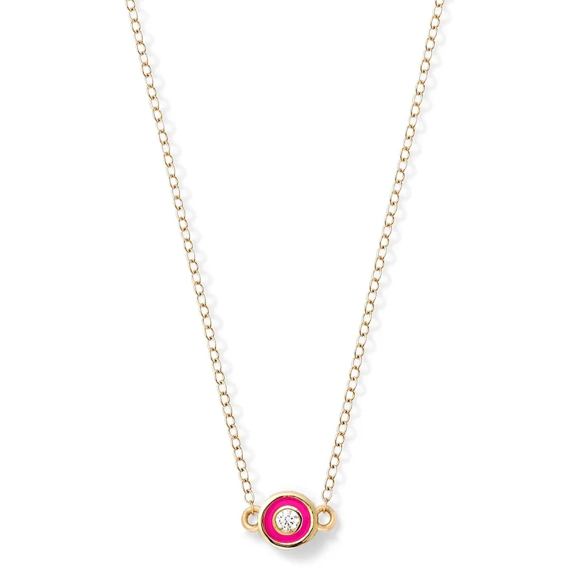 Diamond Enamel Bezel Necklace