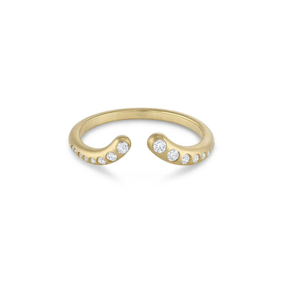 White Space Jewelry 14k yellow gold white diamond nesting pinky cuff ring