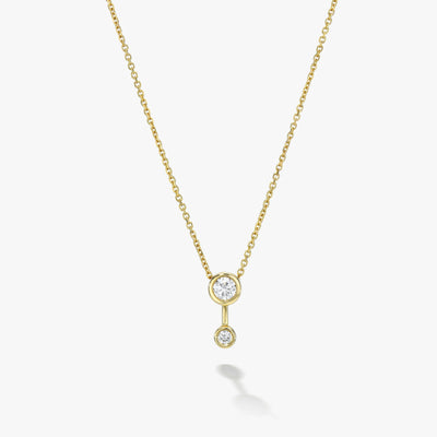 White Space Jewelry 14k yellow gold white double diamond bezel set necklace