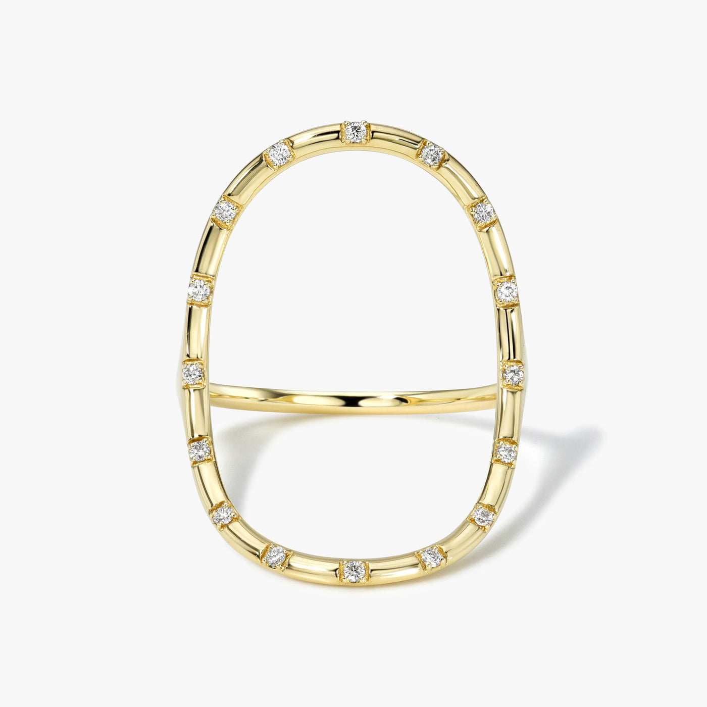 White Space Jewelry 14k yellow gold oval shaped white diamond open continuity ring, spark