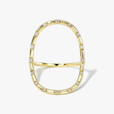 White Space Jewelry 14k yellow gold oval shaped white diamond open continuity ring, spark