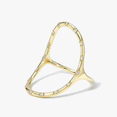 White Space Jewelry 14k yellow gold oval shaped white diamond open continuity ring, spark