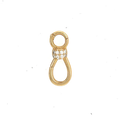 14k yellow gold and diamond clicker hinge charm enhancement for necklace