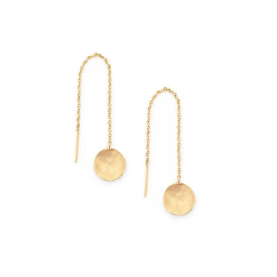 anne sportun 18k yellow gold hammered disc threader drop earrings