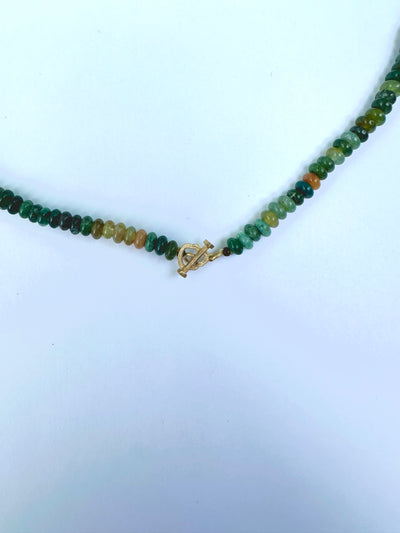 luis morais indian agate beaded necklace 14k gold color cabochon chrysoprase and malachite skull toggle clasp 16" 