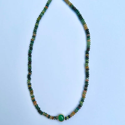 luis morais indian agate beaded necklace 14k gold color cabochon chrysoprase and malachite skull toggle clasp 16" 