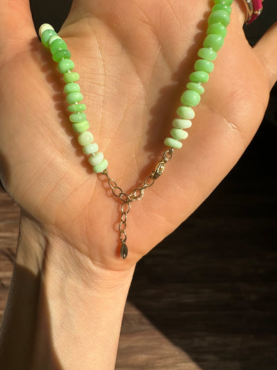 Boheme Smooth Parrot Green Opal Necklace