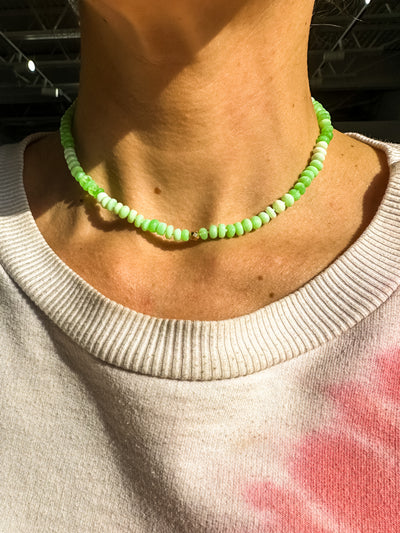 Boheme Smooth Parrot Green Opal Necklace