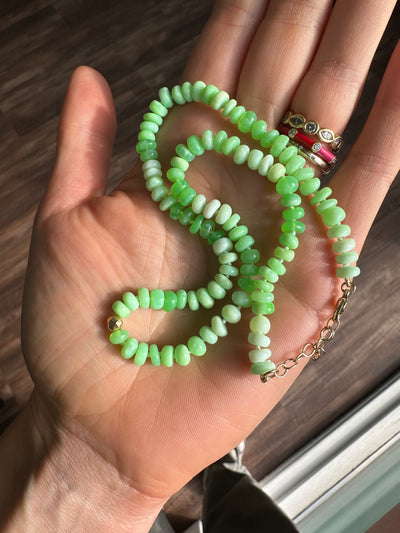 Boheme Smooth Parrot Green Opal Necklace
