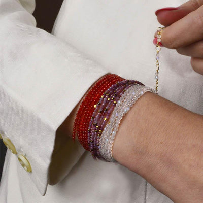 anne sportun red carnelian faceted beaded wrap bracelet necklace 18k yellow gold