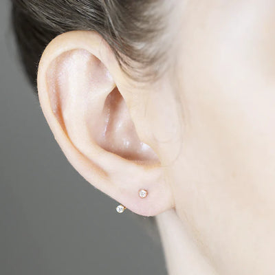 white space 14k yellow gold white diamond studs and ear jackets
