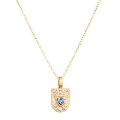 Little Aquamarine & Diamonds Totem Necklace
