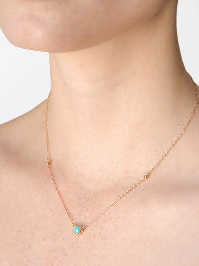 14k yellow gold necklace birthstone turquoise december Anzie