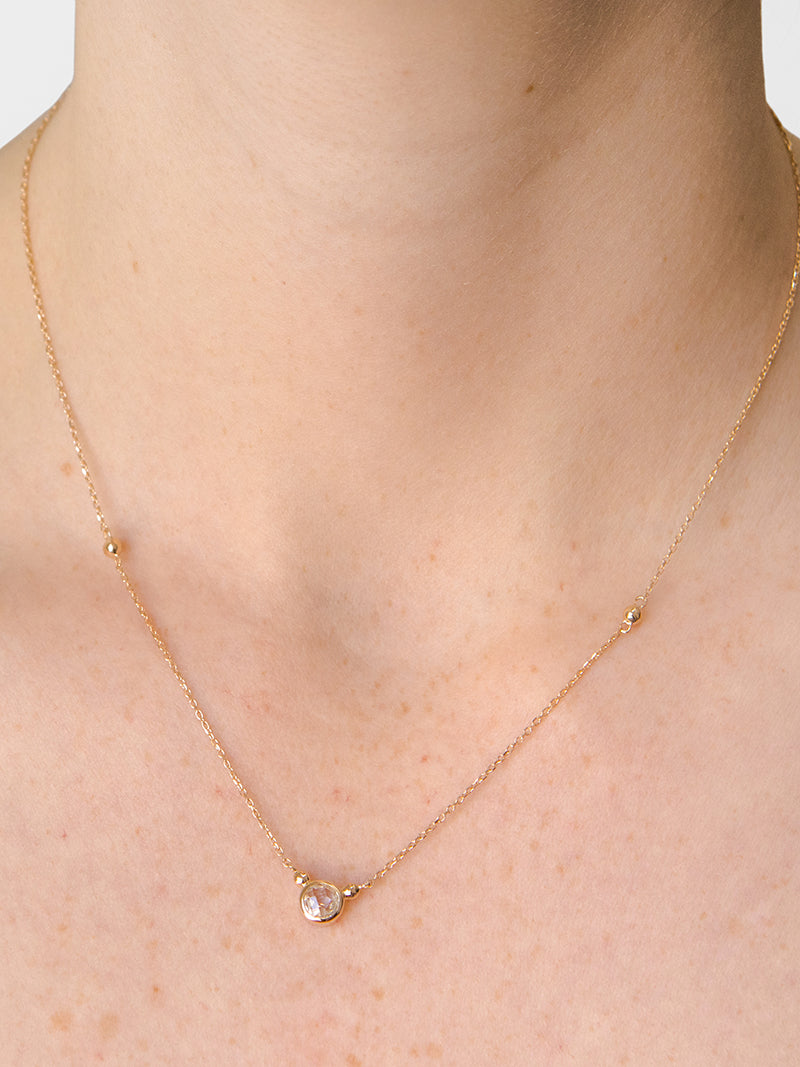 14k yellow gold necklace birthstone white topaz april Anzie