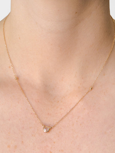 14k yellow gold necklace birthstone white topaz april