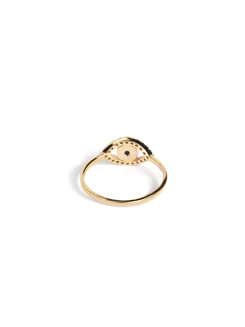 Diamonds Evil Eye gold stackable ring signet celestial Anzie