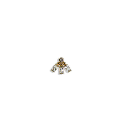 cluster white topaz diamond Dew Drop gold fan shaped stud earring Anzie Mel Soldera 